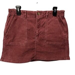 American Eagle Corduroy Skirt Size 10 Red Maroon Mini Skirt Pockets Casual Women